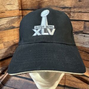 Super Bowl XLV 45 North Texas Black Hat Cap Adjustable NFL Team Apparel Gear
